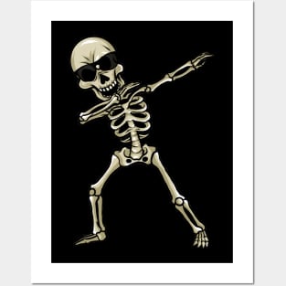 Funny Cool Skeleton Dab Halloween Posters and Art